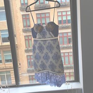 NBD blue lace and white dress